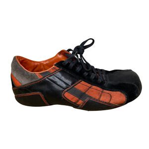 Vintage Diesel Aquila Shoes Women US 8.5 EUR 39 Black Orange Suede Sneakers Y2K